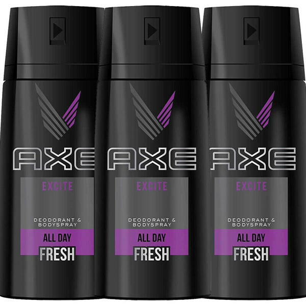 Axe Excite Mens Deodorant Body Spray, 3 Pack